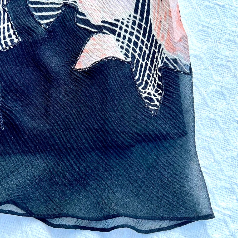 💐 LINDA ALLARD for ELLEN TRACY SILK BLACK FLORAL SKIRT - Picture 4 of 13